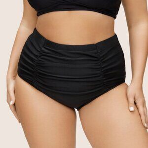 BloomChic Black Ruched Detail High Rise Swim Bottoms